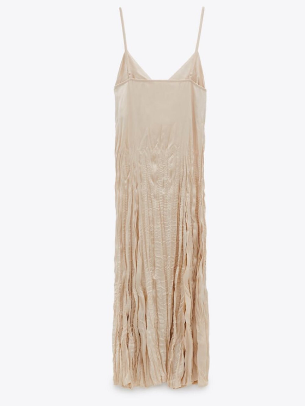 Zara satin wrinkle effect long dress beige small - Picture 4 of 6